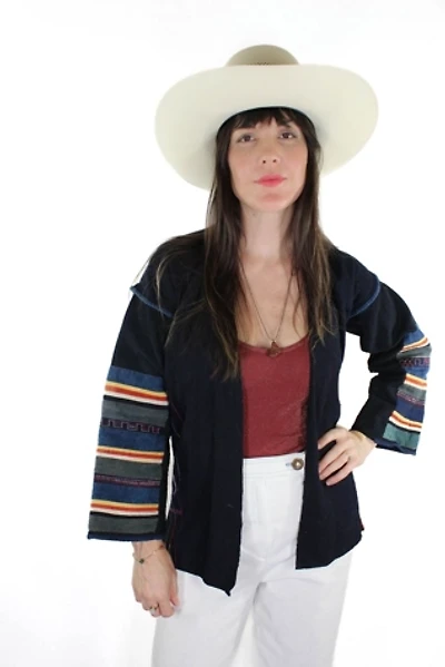 1970s Handstitched Striped Woodstock Cardi Selected By Moons + Junes Vintage
