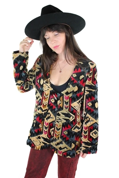 1960s Southwestern Tapestry Carpet Jacket Selected By Moons + Junes Vintage