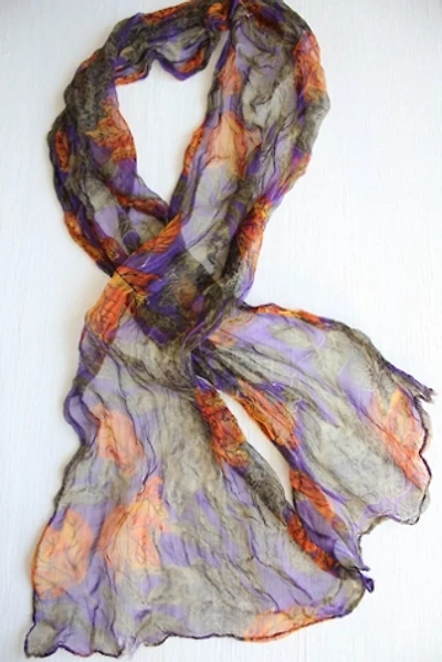 Vintage Autumn Leaf Sheer Silk Scarf Selected By Moons + Junes Vintage