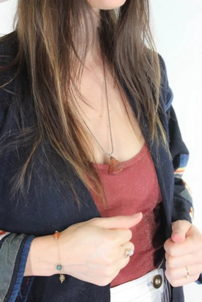 1970s Jasper Stone Necklace Selected By Moons + Junes Vintage