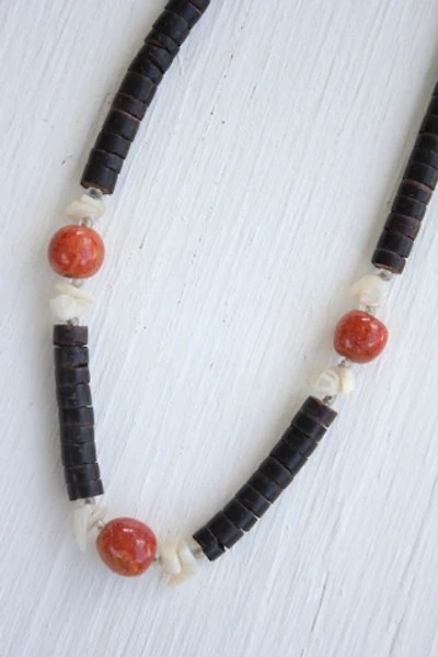 Vintage Heishi Shell + Coral Necklace Selected By Moons + Junes Vintage