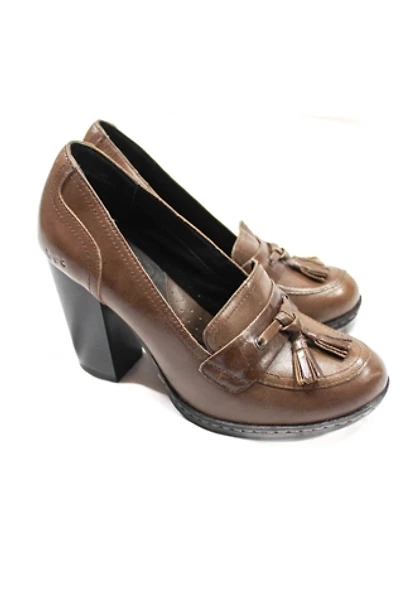 Y2K Born Concept Brown Leather Platform Loafers Selected By Moons + Junes Vintage
