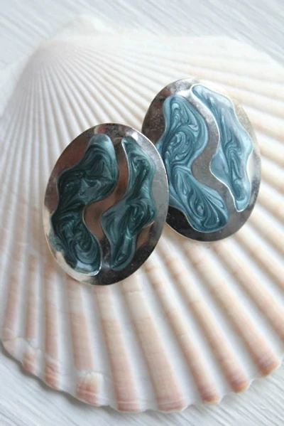 1980s Blue Sea Statement Earrings Selected By Moons + Junes Vintage