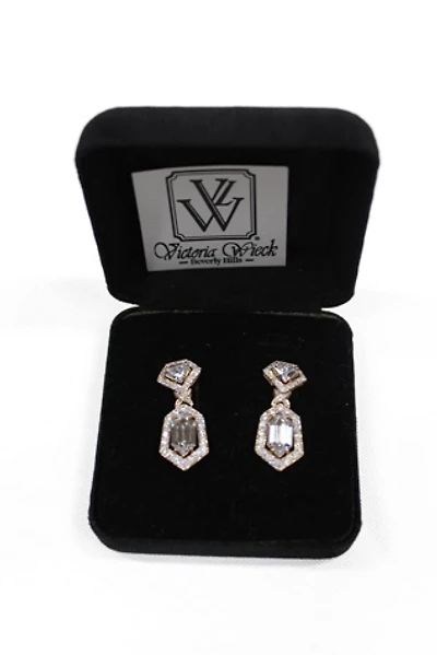 Deadstock Vintage Art Deco Gold Crystal Statement Earrings Selected By Moons + Junes Vintage