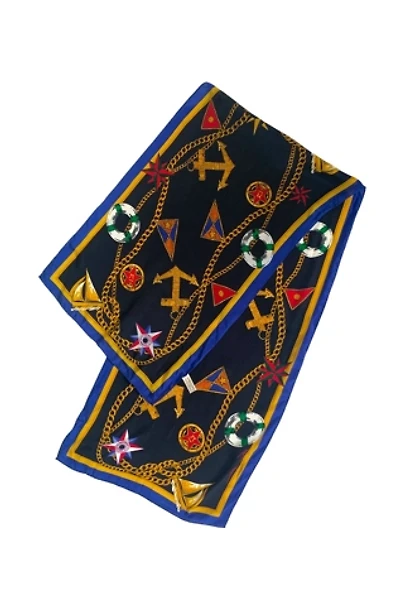 Vintage 1970s Anne Klein for Vera Silk Nautical Scarf Selected by SharpLilTeeth