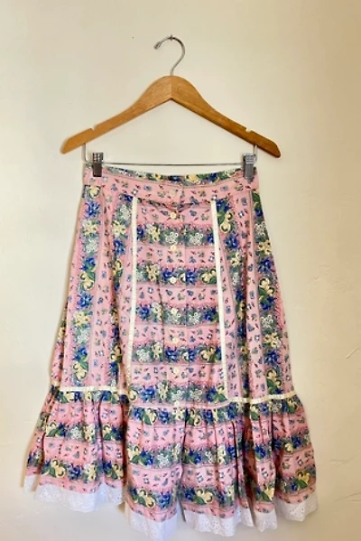 Vintage Pink Floral Cotton Skirt Selected by The Curatorial Dept.