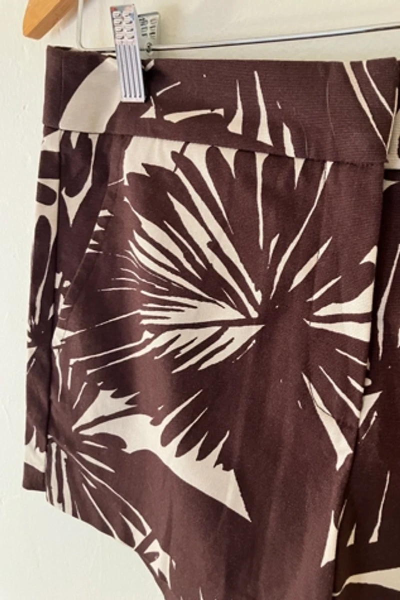 Trina Turk Brown Palm Frond Shorts Selected by The Curatorial Dept.