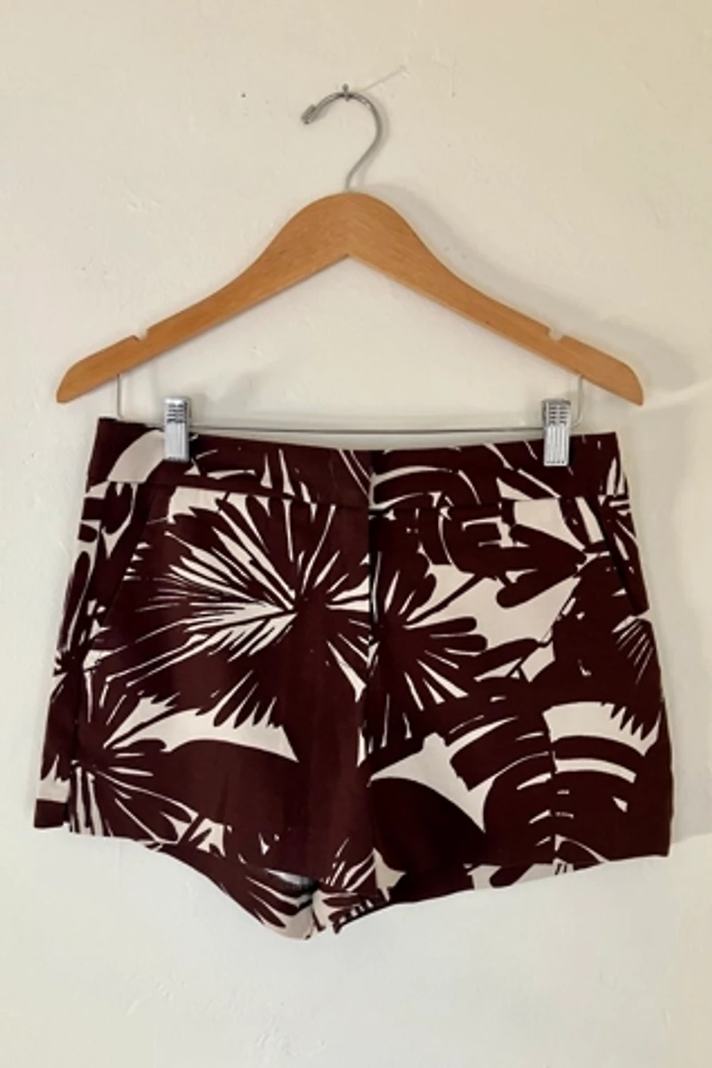 Trina Turk Brown Palm Frond Shorts Selected by The Curatorial Dept.
