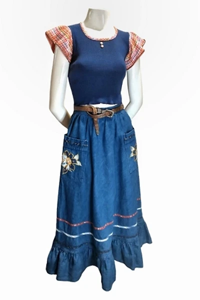 Vintage 70's Denim Prairie Skirt Selected by Garbage Soup