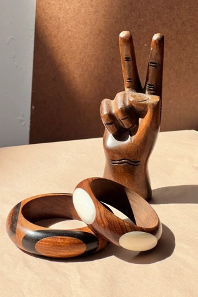 Vintage Wooden Dot Bangle Set Selected by Anna Corinna