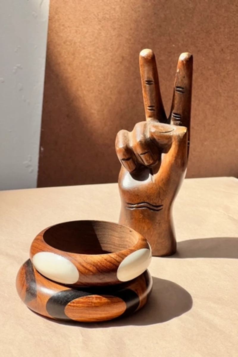 Vintage Wooden Dot Bangle Set Selected by Anna Corinna
