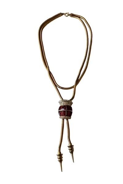 Vintage 1990's Antique Brass Art Deco Revival Necklace Selected By Afterlife Boutique