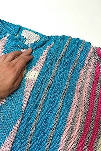 1980s Blue & Pink Glitter Sweater with Dolman Sleeves Selected by Cherry