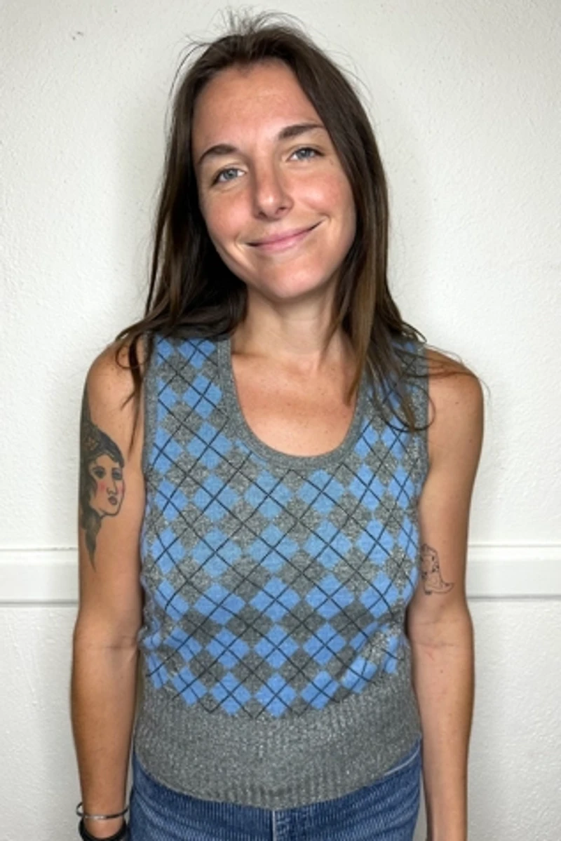 1970s Glitter Argyle Sweater Vest Selected by Cherry