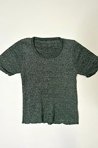 1970s Metallic Green Knit Shirt Selected by Cherry