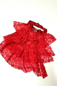 1960s Red Lace Ruffle Collar Selected by Cherry