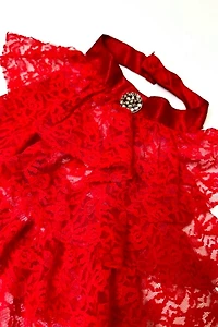 1960s Red Lace Ruffle Collar Selected by Cherry