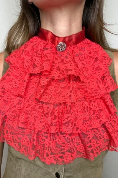 1960s Red Lace Ruffle Collar Selected by Cherry
