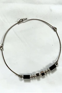 1980s Silver Industrial Choker with Blocks Selected by Cherry