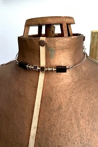 1980s Silver Industrial Choker with Blocks Selected by Cherry