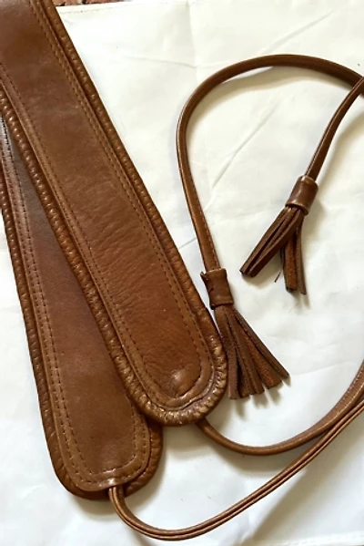 1980s Tan Leather Tassel Belt Selected by Cherry