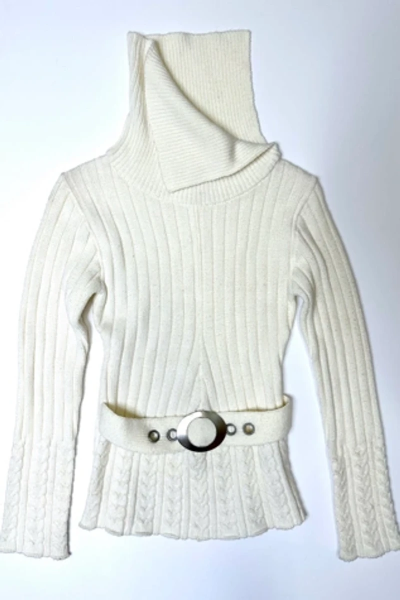 1970s White Mod Sweater Selected by Cherry