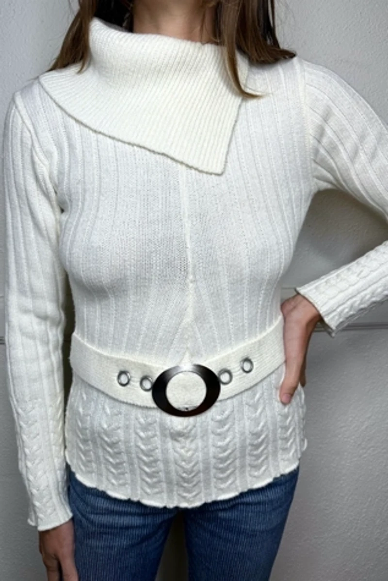 1970s White Mod Sweater Selected by Cherry