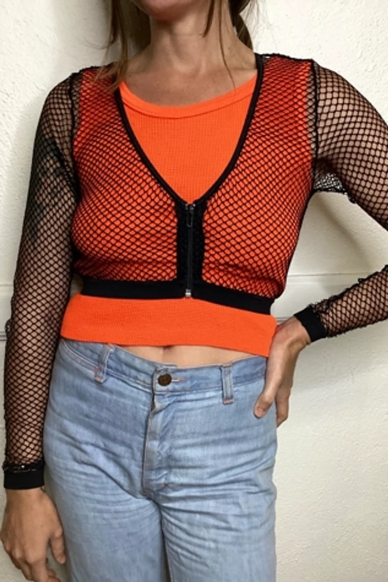 Y2K Cropped Net Jacket Selected by Cherry