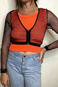 Y2K Cropped Net Jacket Selected by Cherry