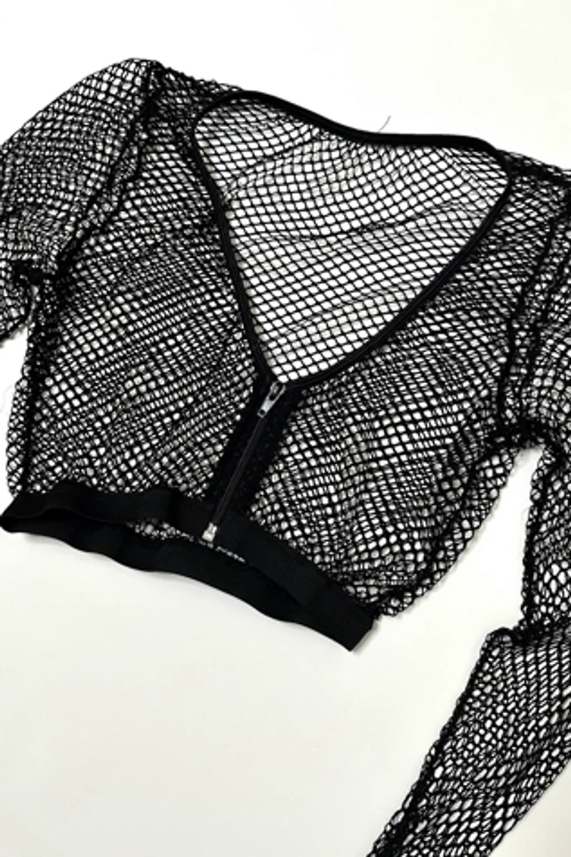 Y2K Cropped Net Jacket Selected by Cherry