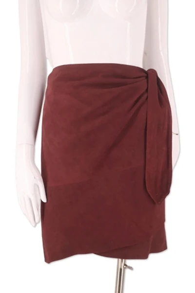 1990s Aubergine Suede Wrap Skirt Selected By Ritual Vintage