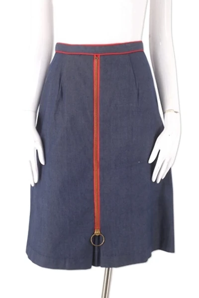 1970s Stretch Denim Skirt With Bold Zipper Selected By Ritual Vintage