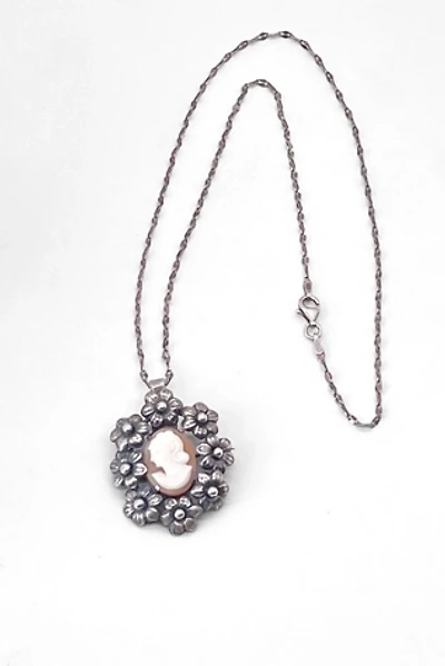 1940s Scandinavian Sterling Silver Floral Cameo Selected by MARMALADE