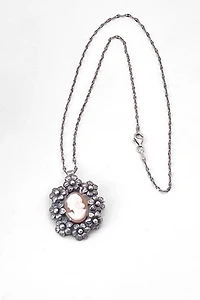1940s Scandinavian Sterling Silver Floral Cameo Selected by MARMALADE