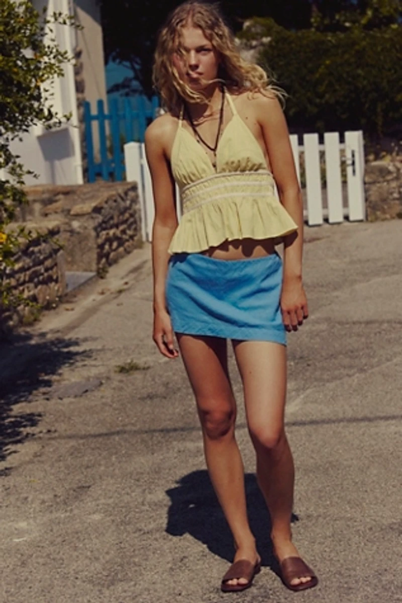 My Little Micro Mini Cotton-Linen Skort
