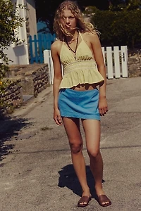 My Little Micro Mini Cotton-Linen Skort