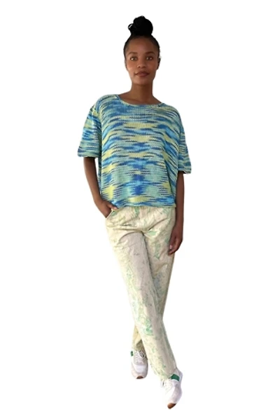 Vintage 1970's Green Hand Marbled Painter Pant Selected By Afterlife Boutique