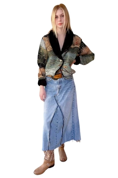 Vintage 1990's Nature Print Woven Jacket With Faux Fur Selected By Afterlife Boutique