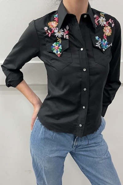 Floral Embroidered Pearl Snap Rockmount Ranch Top Selected by Cannonball and Tilly