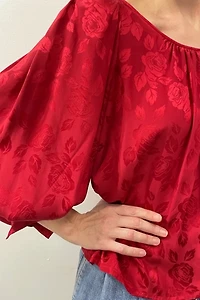 Silk Rose Pattern Oscar De La Renta Blouse Selected by Cannonball and Tilly