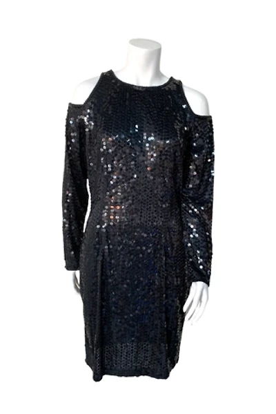 Vintage 1980s Sequin Cold Shoulder Dress Selected by SharpLilTeeth