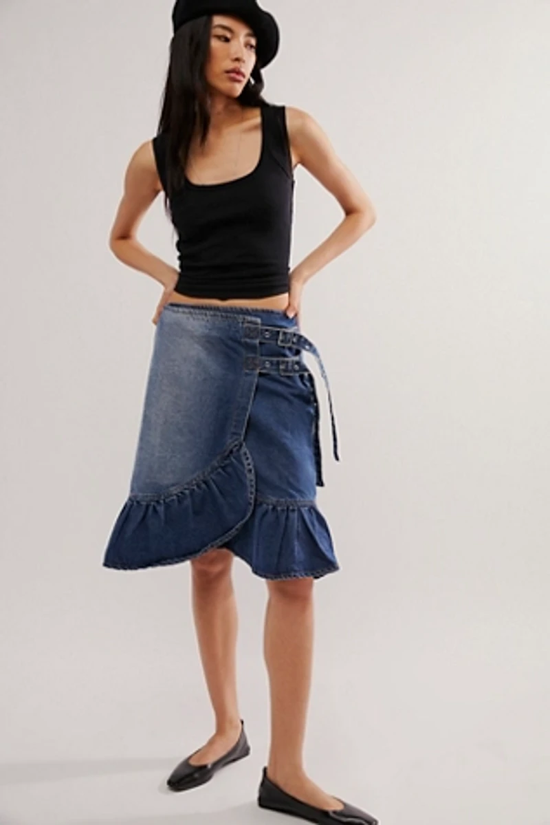 The Ragged Priest Gail Buckle Denim Skirt