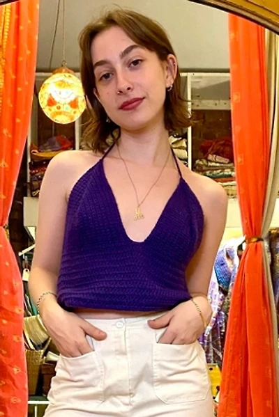 1970’s Hand Knit Violet Halter Top Selected by Nomad Vintage