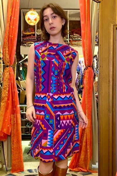 1960’s Sleeveless Geometric Print Dress Selected by Nomad Vintage