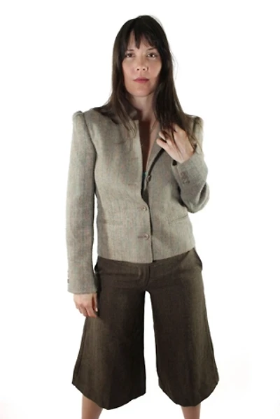 Y2K Tweed Low-Waist Gaucho Pants Selected By Moons + Junes Vintage