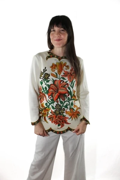 1960s Mr. Dino Botanical Floral Blouse Selected By Moons + Junes Vintage
