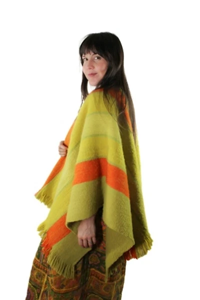 1970s Striped Southwestern Wool Poncho Selected By Moons + Junes Vintage