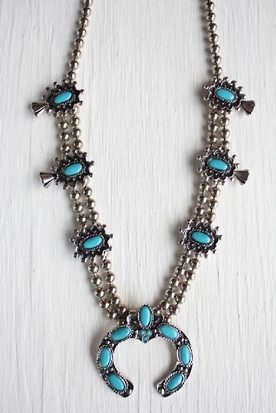 Vintage Turquoise Squash Blossom Necklace Selected By Moons + Junes Vintage