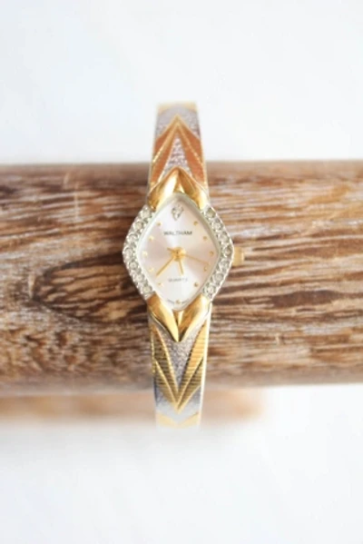 Vintage Art Deco Rhinestone Diamond Two-Tone Watch Selected By Moons + Junes Vintage