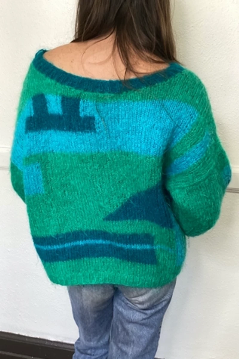 1980s Geometrical Wool Sweater Selected by Cherry
